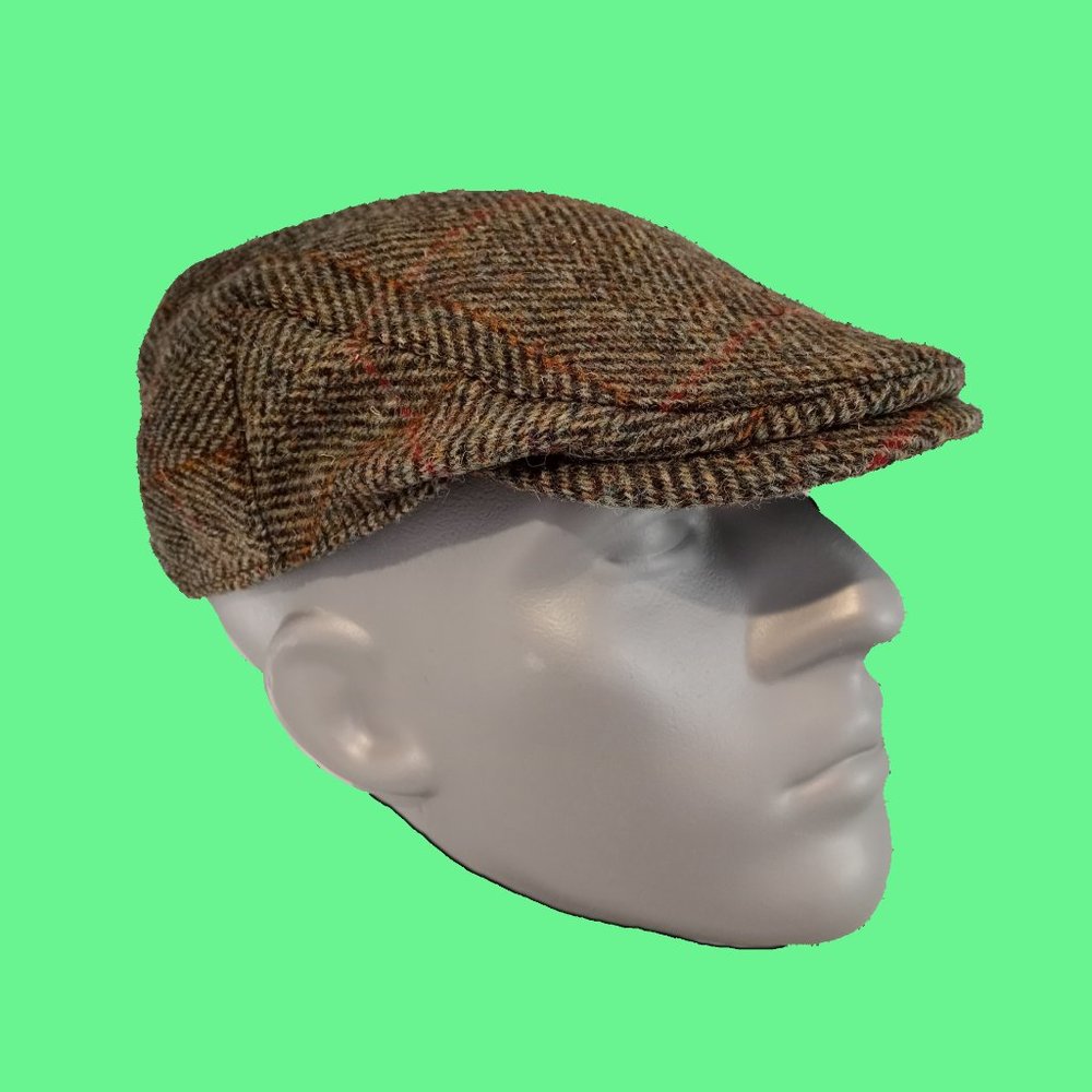 Scottish Highland Harris Tweed® Flat Cap Sage/Wine/Gold -PICK SIZE